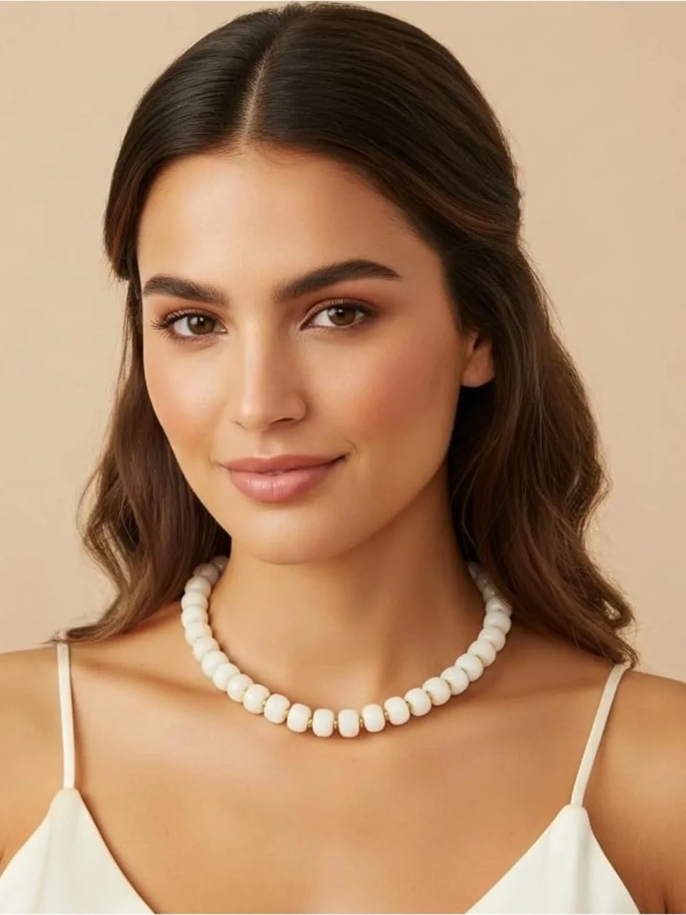 New! Statement Cream Beaded Necklace